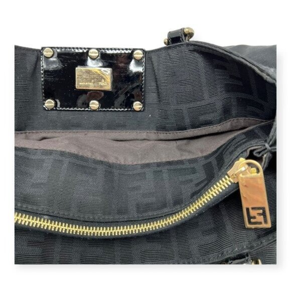 Fendi Large Zucca Black Canvas Monogram Mia Shoulder Bag - Picture 15 of 16